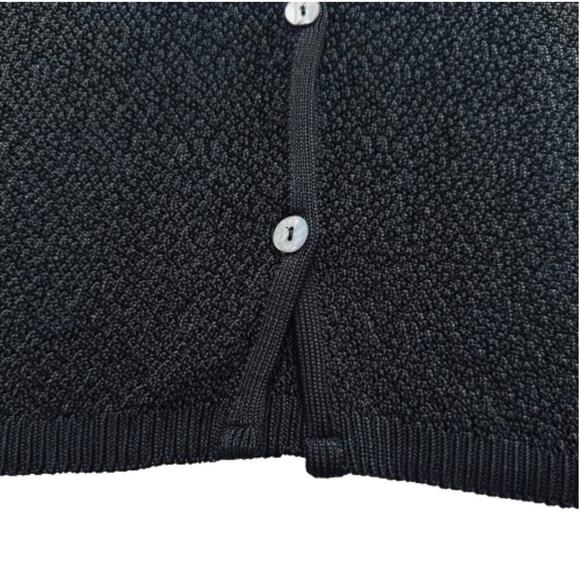 Chicos Design Black Open Weave Knit Button Front Cardigan Sweater Size M/L - Picture 9 of 12